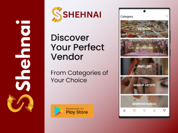 Shehnai Wedding Planner App interface on Android